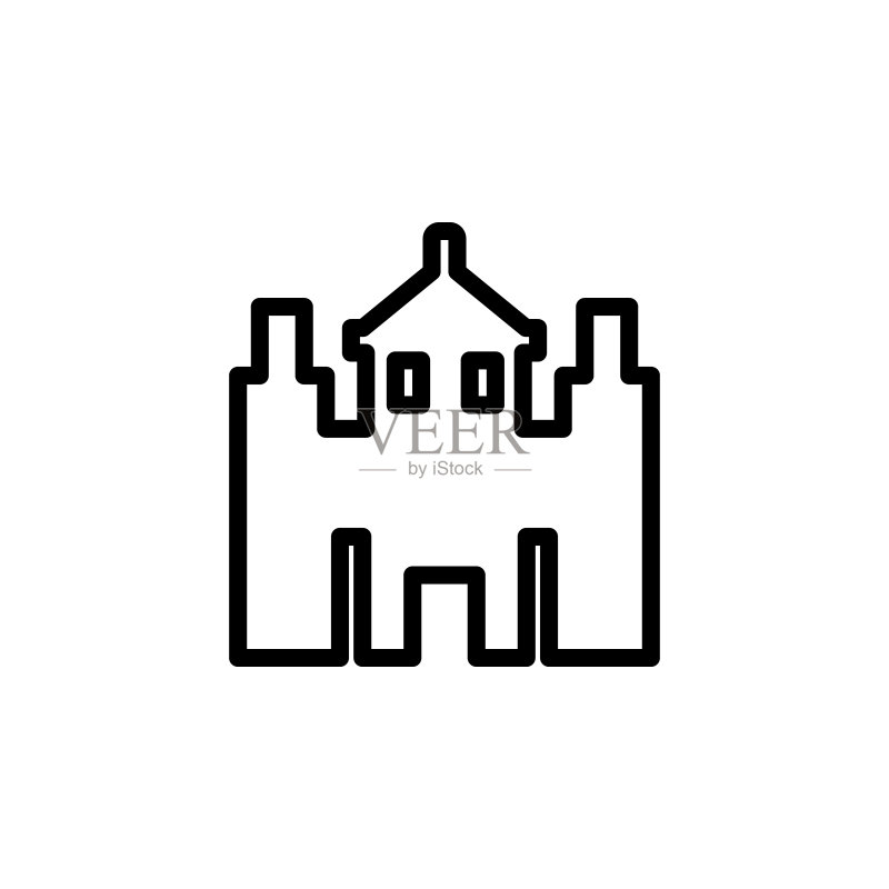 城堡图标,用于移动概念和Web应用程序的极简图标元素,用于网站设计和应用程序开发的细线图标图标素材