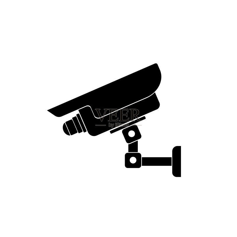 闭路电视安全数码相机,保护细线图标。线性矢量符号 - 插图图标素材