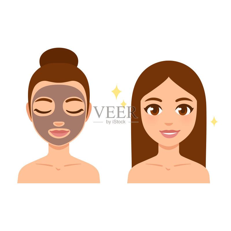 护肤面膜正版插画素材