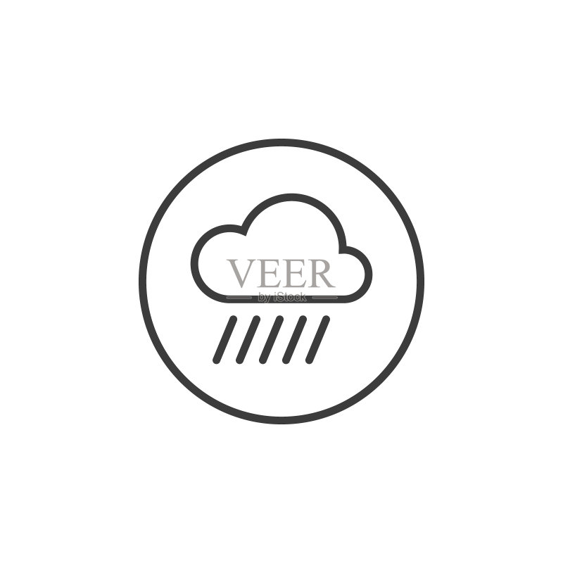 圆形框架中的线性雨图标图标素材