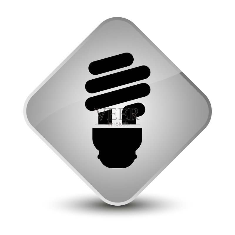 优雅的白色钻石灯泡图标按钮图标素材