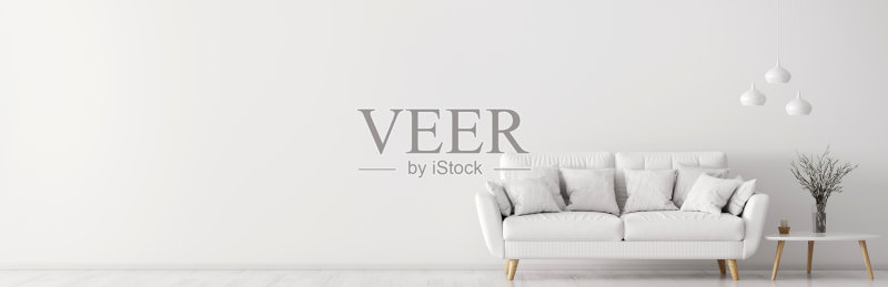 室内白色沙发和咖啡桌3d渲染正版图片素材