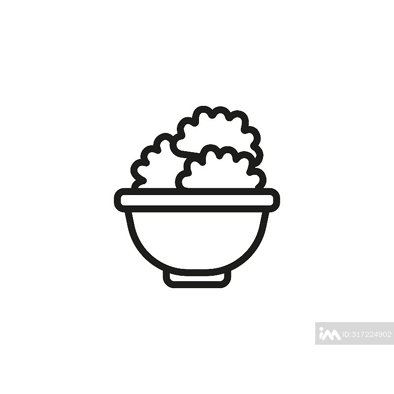 饺子碗线性图标图标素材