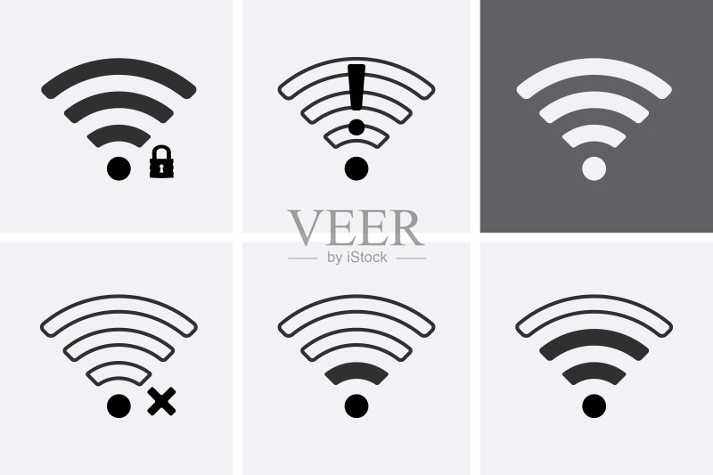 无线和Wifi图标,2G、3G、4G和5G技术符号图标素材