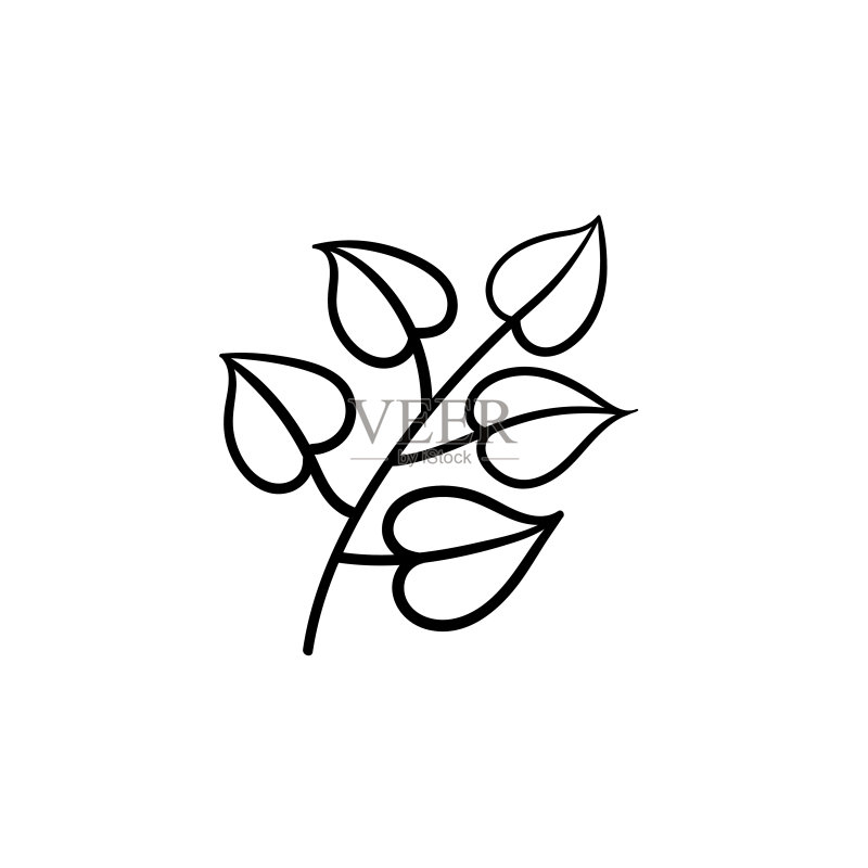 手绘椴树枝叶图标图标素材