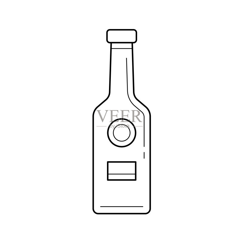 精酿啤酒瓶矢量线条图标图标素材
