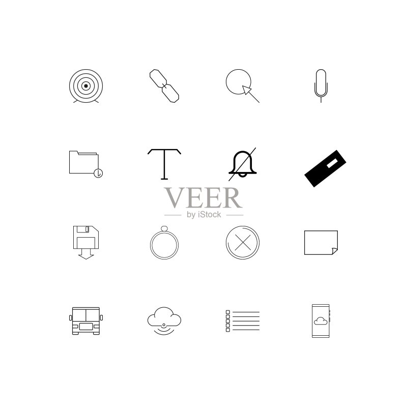 Web应用程序简易线性图标集。轮廓矢量图标图标素材
