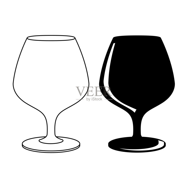 白兰地酒杯黑白图标图标素材
