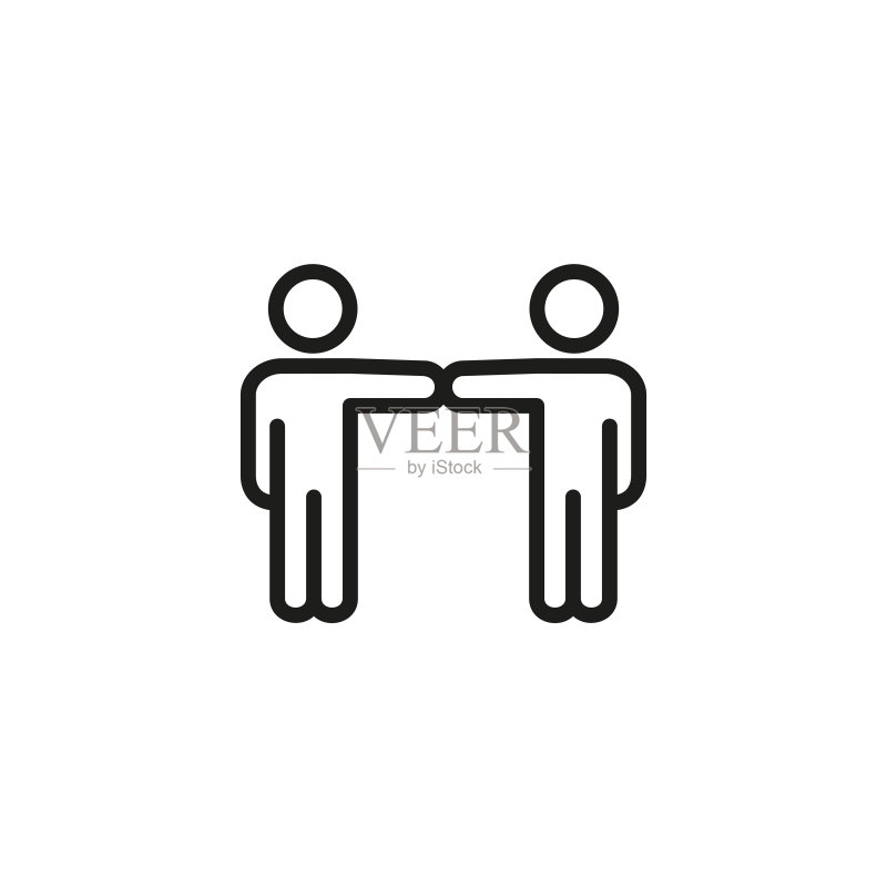 两人互相支持的线条图标图标素材