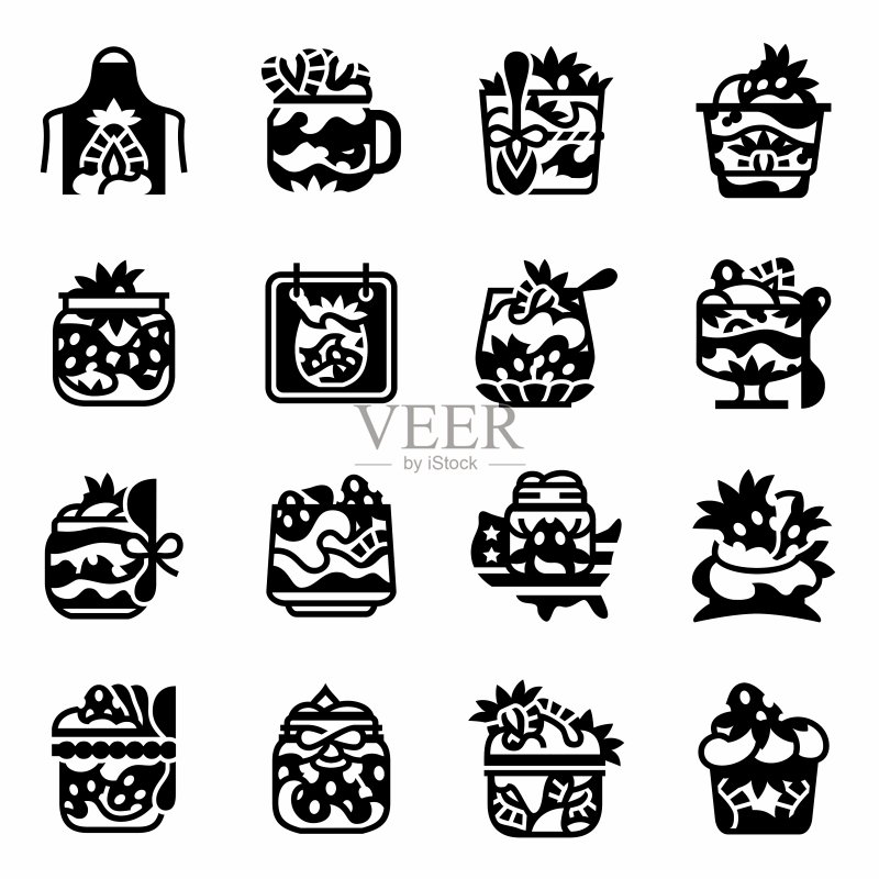 矢量全国草莓芭菲日图标集图标素材