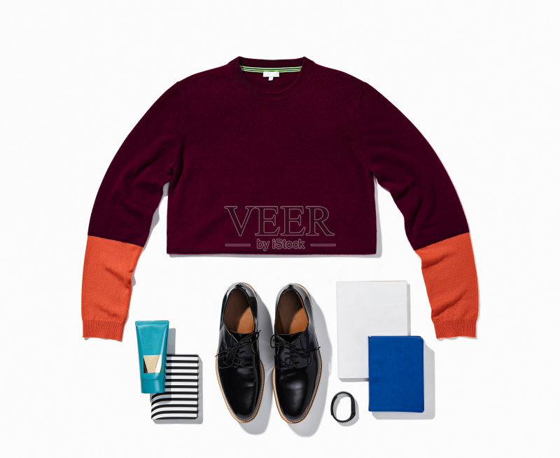 男人的服装和个人饰品孤立在白色的背景正版图片素材