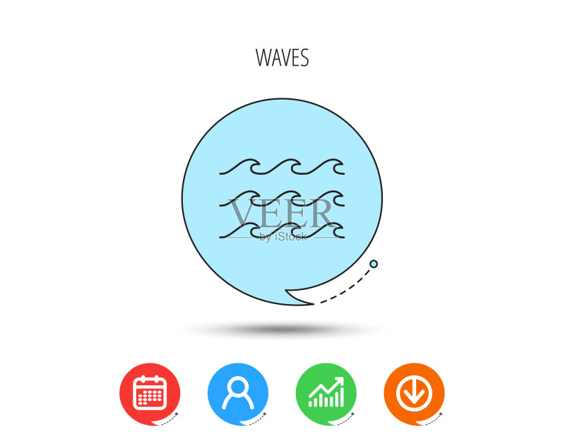 海浪图标。海浪流动标志。图标素材