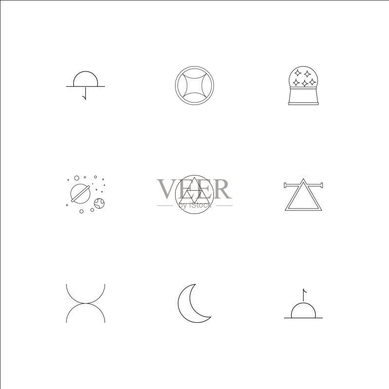 占星术轮廓矢量图标集图标素材