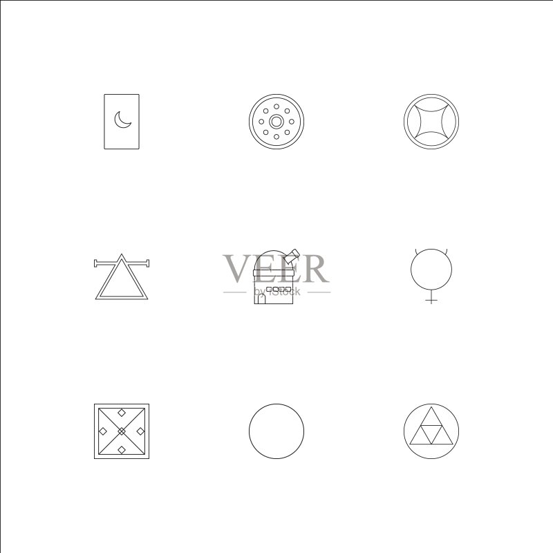 占星术轮廓矢量图标集图标素材