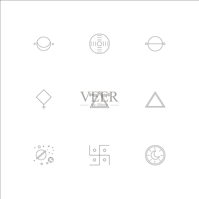占星术轮廓矢量图标集图标素材