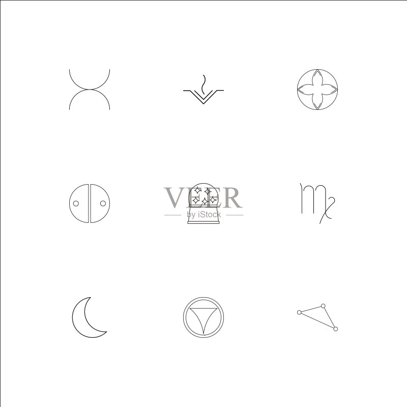 占星术轮廓矢量图标集图标素材