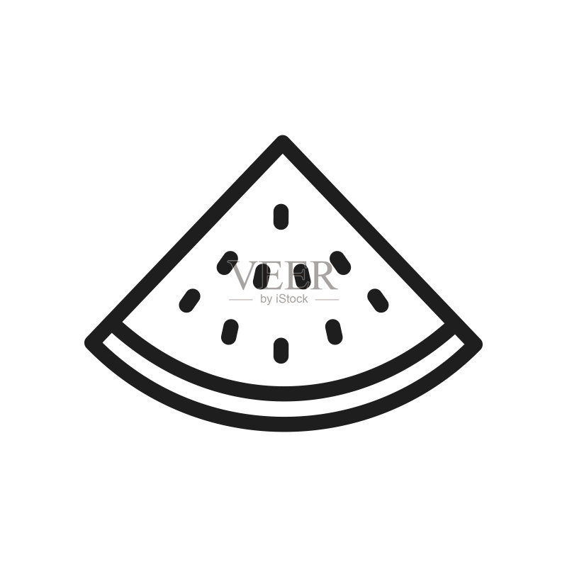 西瓜细线图标,矢量水果插画设计图标素材