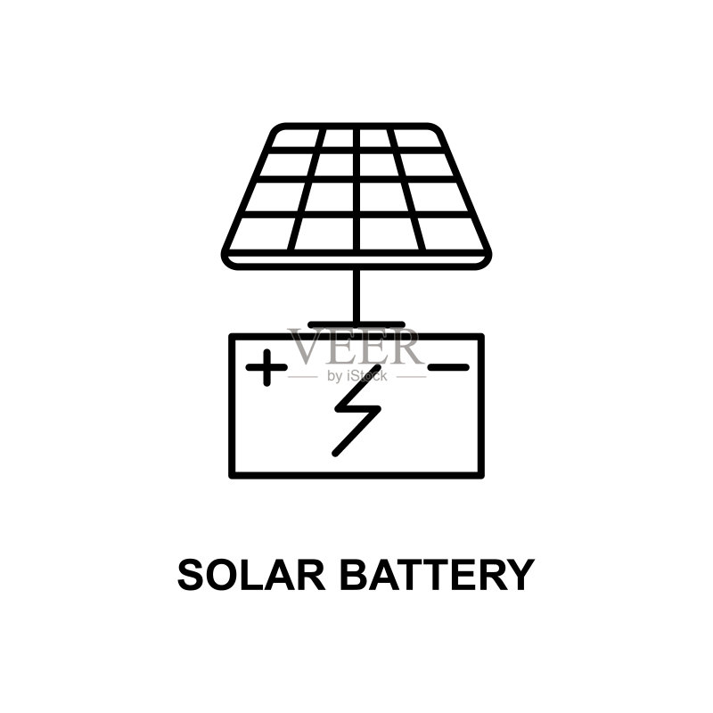 太阳能电池图标。用于移动概念和Web应用程序的技术元素图标。 可用于Web和移动设备的细线太阳能电池图标。优质图标图标素材