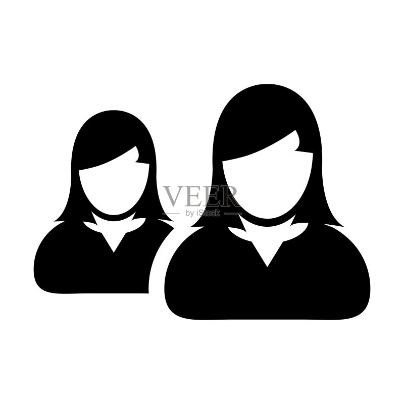 扁平风格群组女性矢量图标,用于商业管理团队图标素材