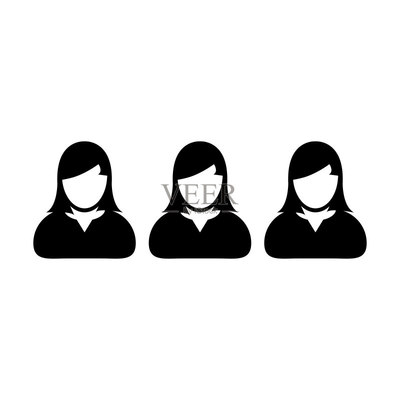 扁平风格群组女性矢量图标,用于商业管理团队图标素材