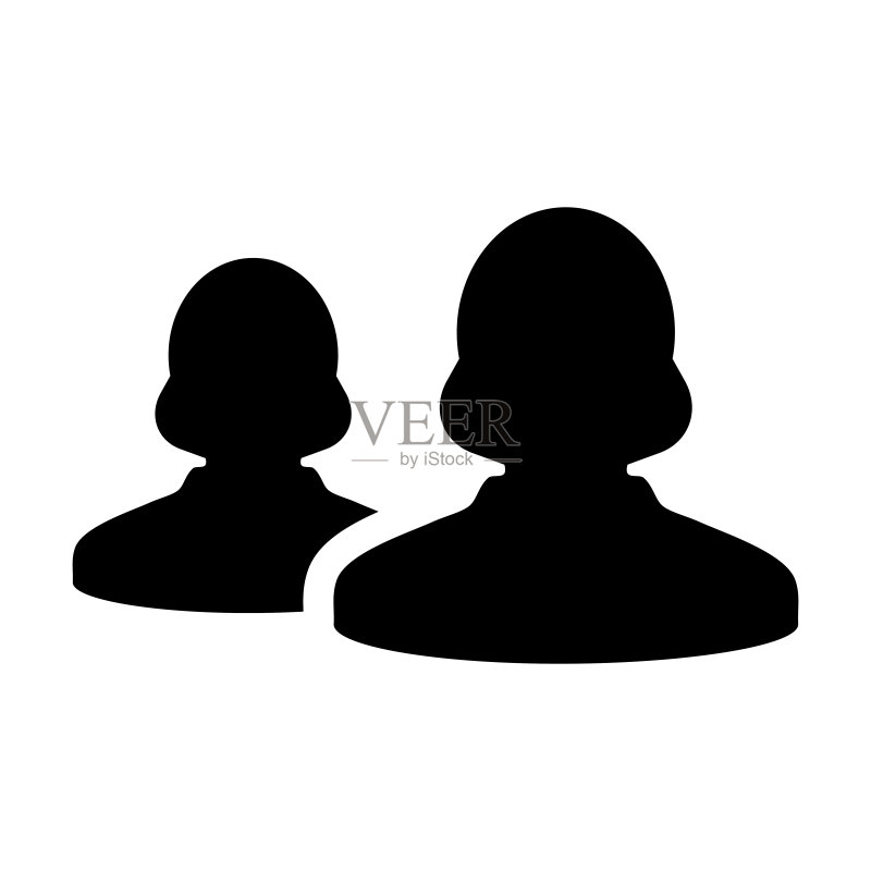领导力图标矢量:扁平彩色字形图中的女性团队业务管理头像符号图标素材