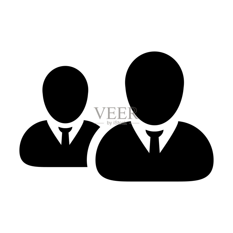 商务人士图标矢量图:男性团队的商务管理扁平彩色符号图标素材
