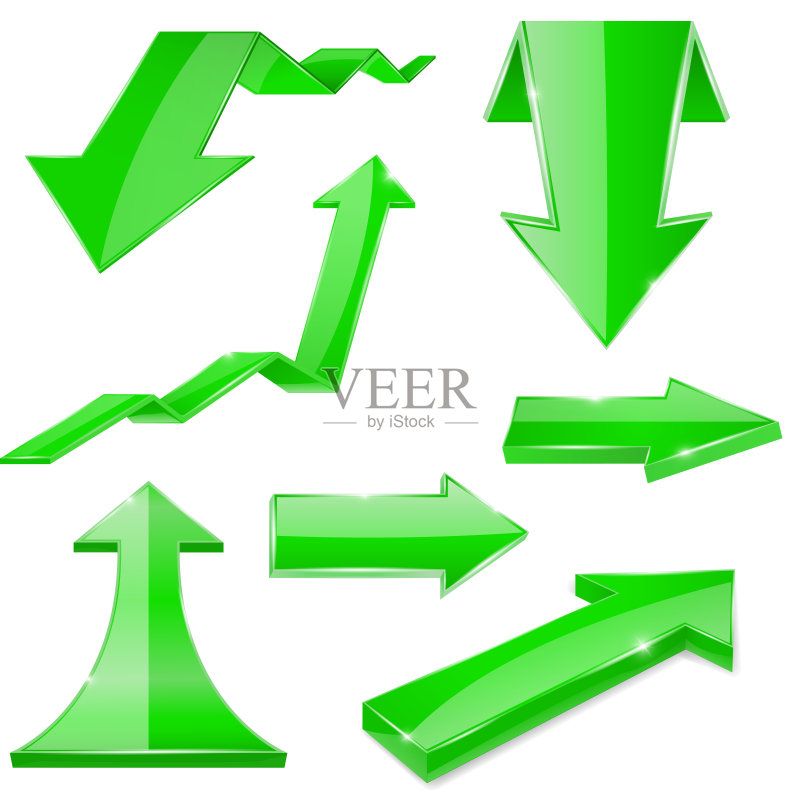 绿色3D箭头光标图标素材