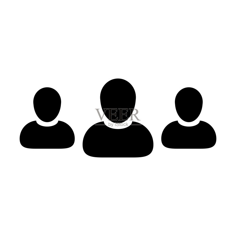 公司图标矢量:扁平彩色字形图中用于业务管理团队的男性人群体符号头像图标素材