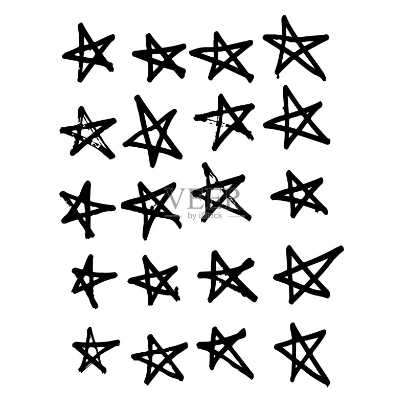 手绘星星图标涂鸦图标素材