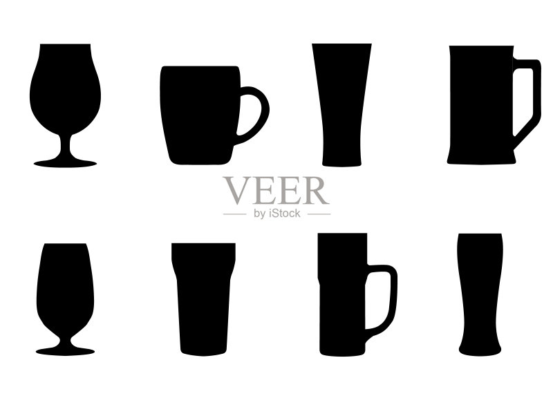 啤酒杯、啤酒马克杯图标集图标素材