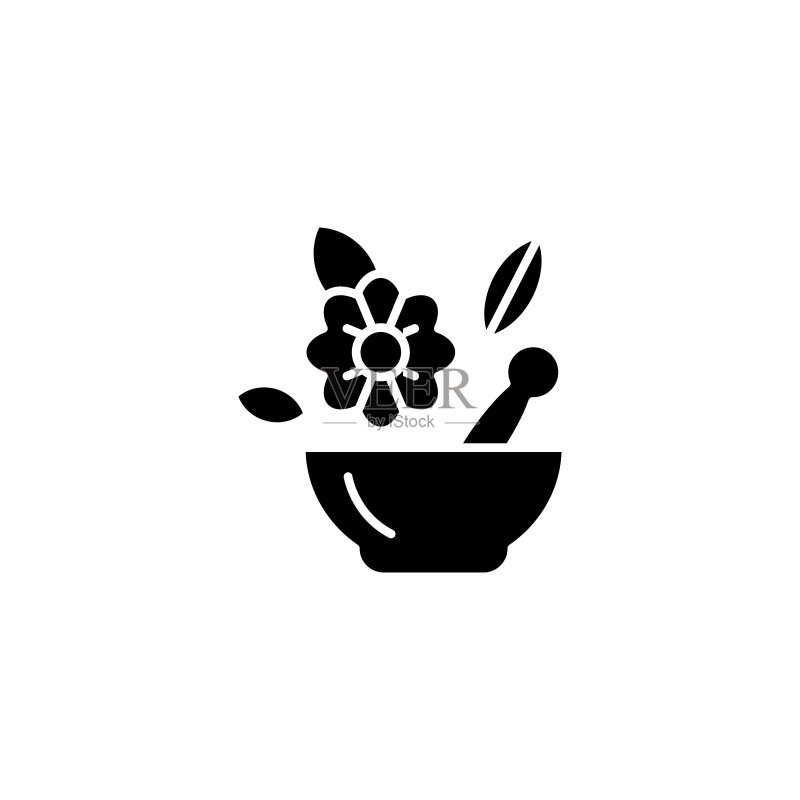 阿育吠陀药物黑色图标概念矢量图图标素材