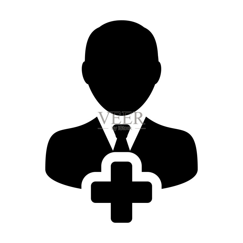 带有加号的男性用户头像矢量图标图标素材