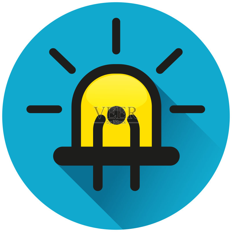 蓝色二极管圆形扁平图标图标素材