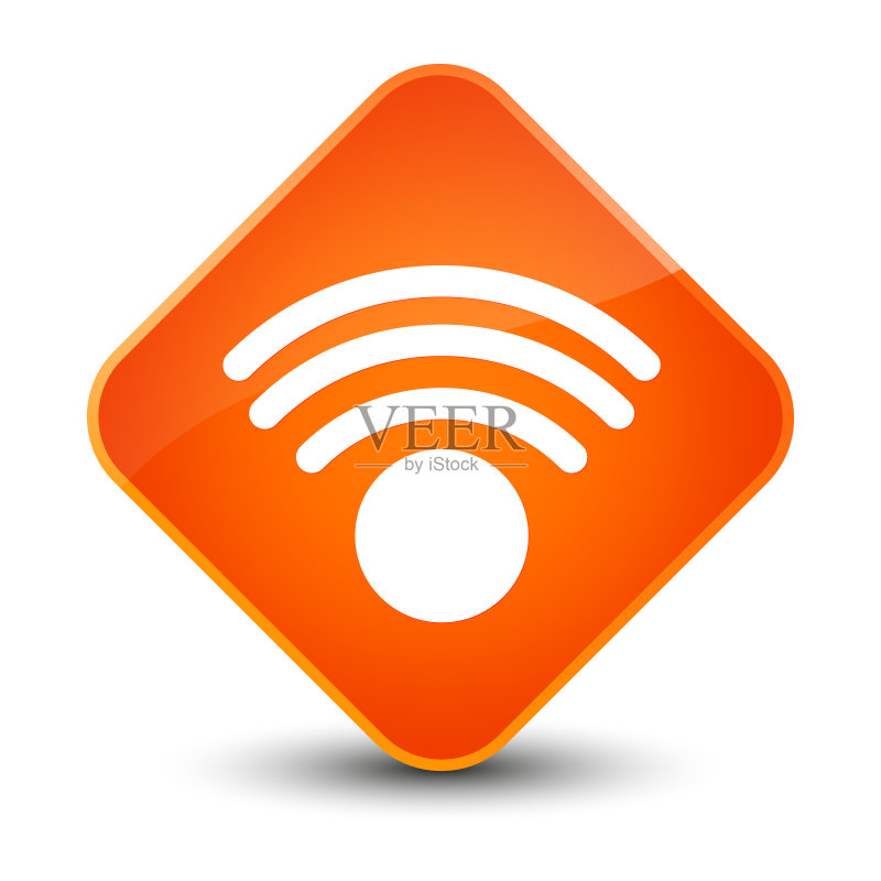 优雅橙色钻石按钮Wifi图标图标素材