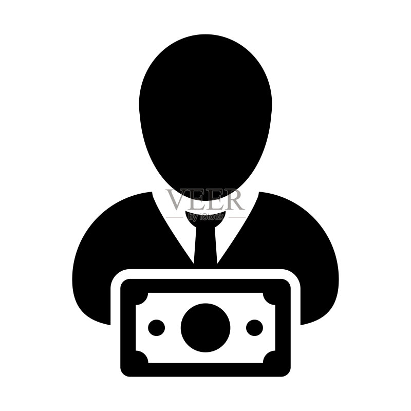 资金图标矢量图:男性用户个人资料头像,带有扁平彩色符号图标素材