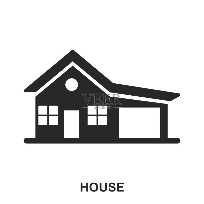房屋图标,线条风格设计,UI,网页设计应用图标,白色背景,可用于网页设计、应用软件和印刷图标素材