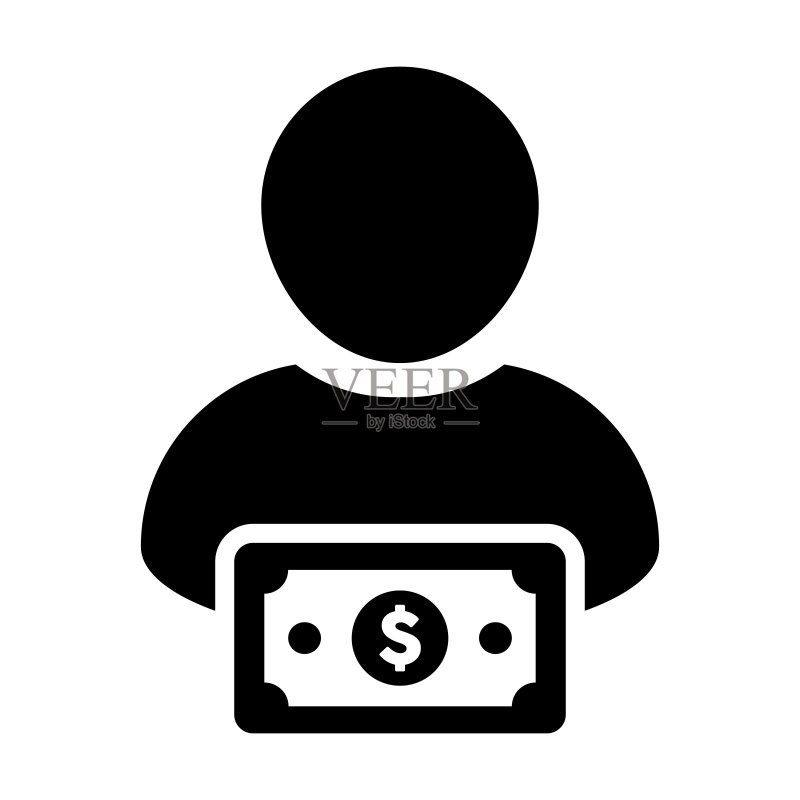 贷款图标矢量,男性用户头像,带有美元符号,表示银行和金融业务图标素材