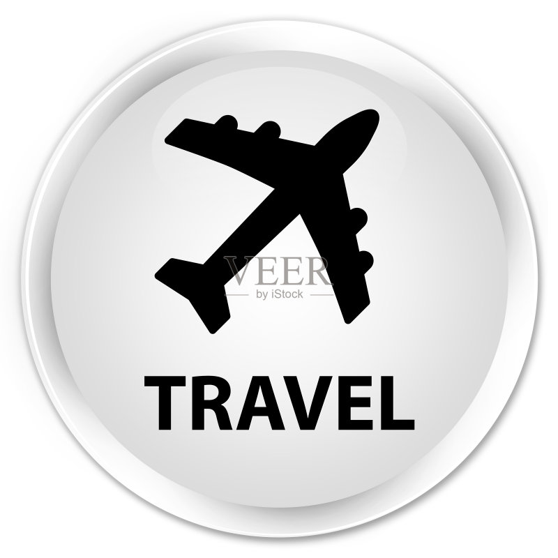 旅行(飞机图标)白色高级圆形按钮图标素材