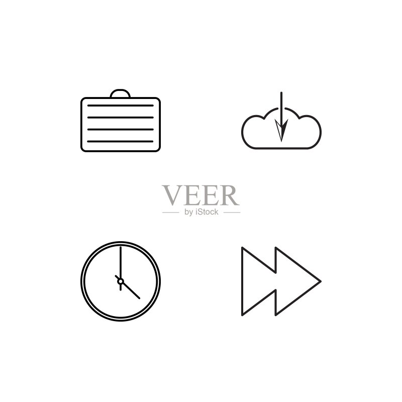 Web线性图标集。简单轮廓矢量图标图标素材