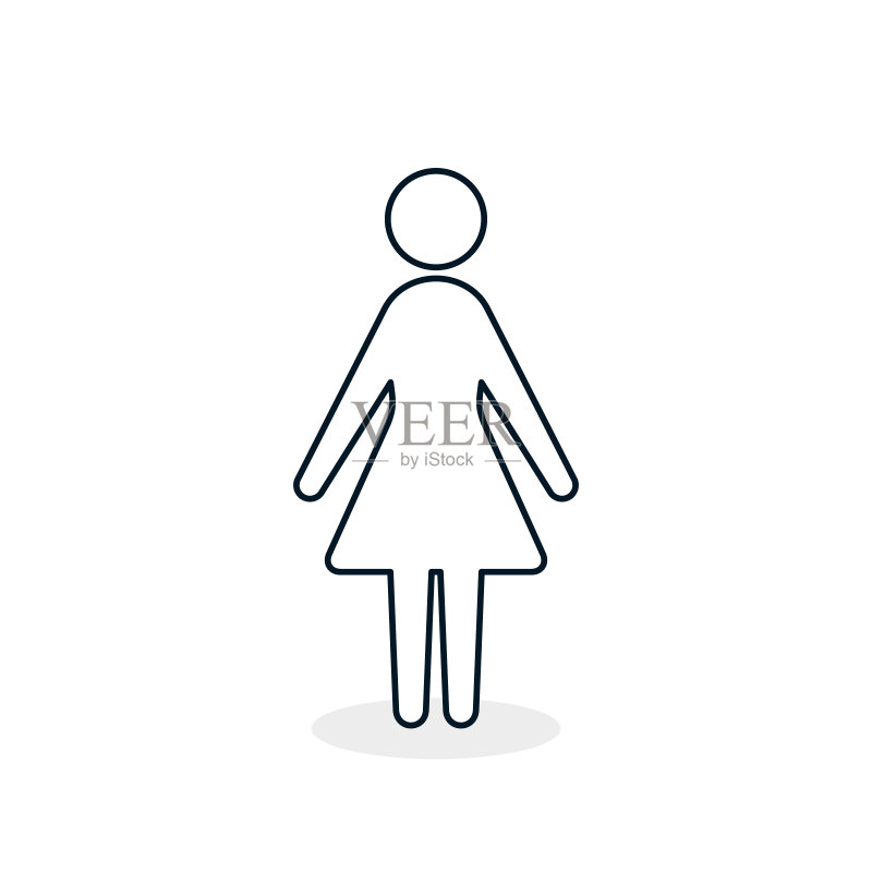 女人线条图标,矢量女性,扁平设计中的女孩孤立符号图标素材