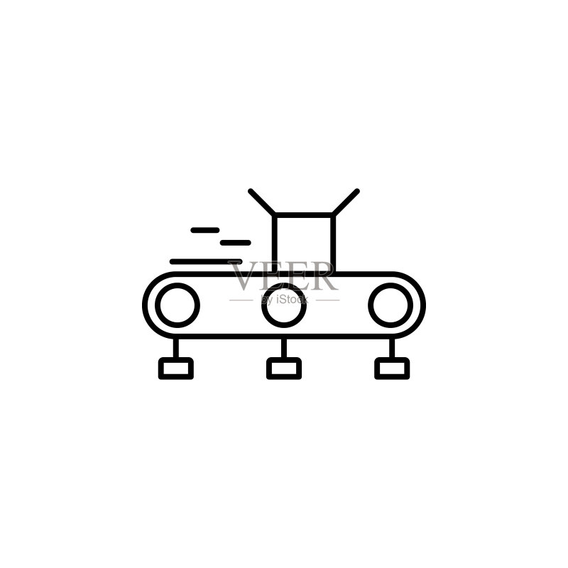 输送机图标。用于移动概念和Web应用程序的生产图标元素。细线输送机图标可用于Web和移动设备图标素材