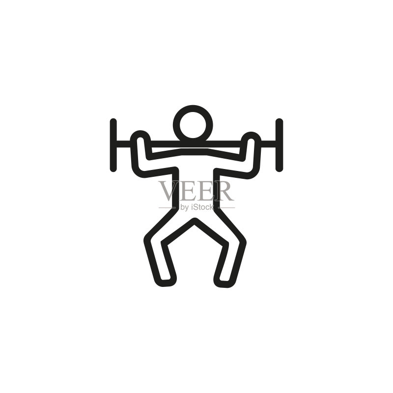 男子举重杠铃线性图标图标素材