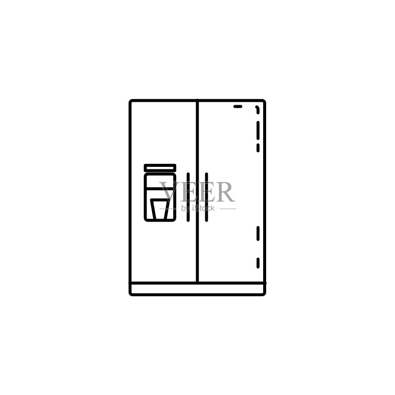 电器上的冰箱冷凝器图标黑色线条矢量隔离插图图标素材