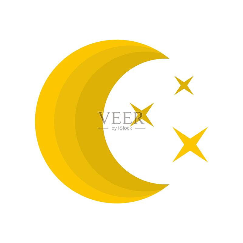 月夜图标,扁平风格图标素材