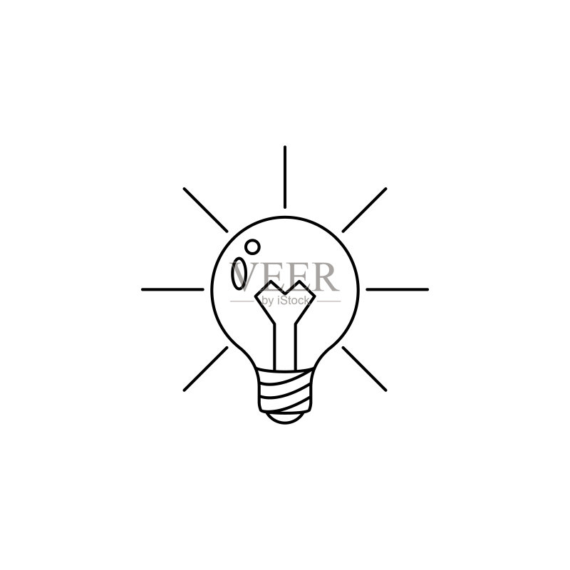 灯泡和照明图标:适用于移动概念和Web应用程序的创意解决方案元素,网站设计、App开发细线图标,高级图标图标素材
