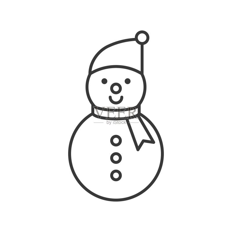 雪人轮廓图标,冬季和圣诞节主题图标素材