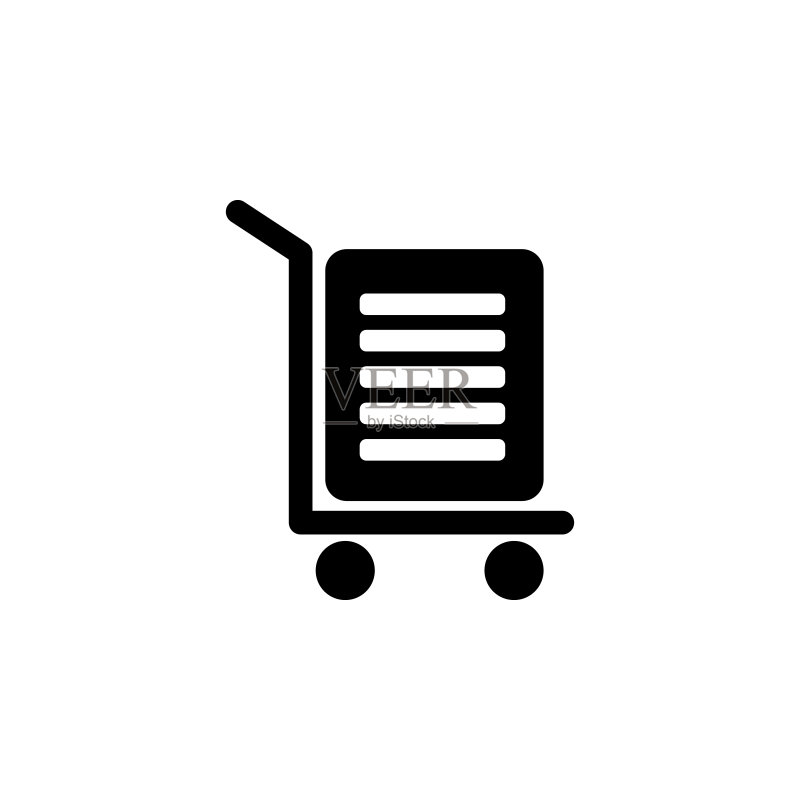 购物车上的行李图标。网站、网页设计、移动应用、信息图表的简单图标元素。用于设计和开发的符号和标志集合图标图标素材