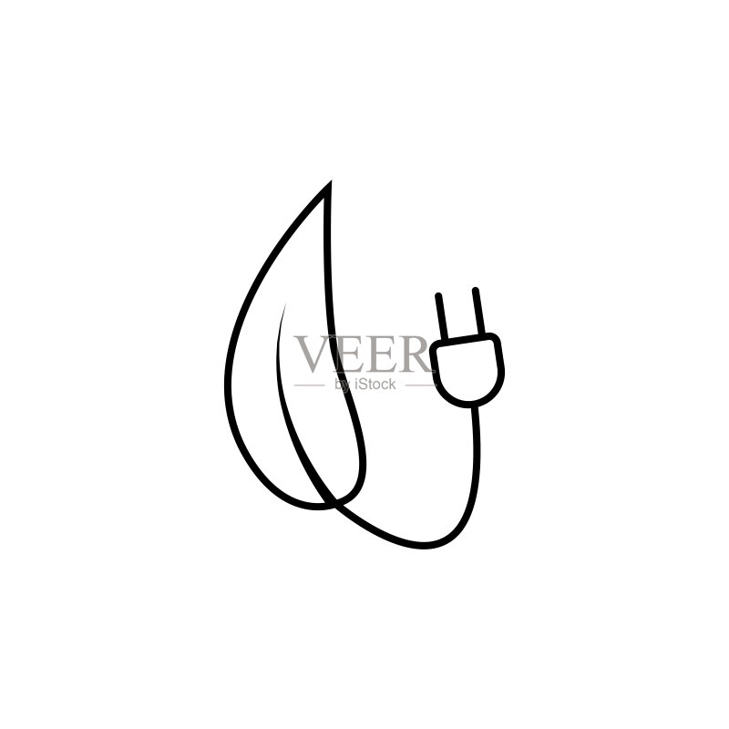 植物叶子和电源插头图标图标素材