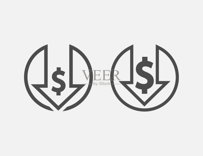 白色背景上的成本降低图标,矢量图图标素材