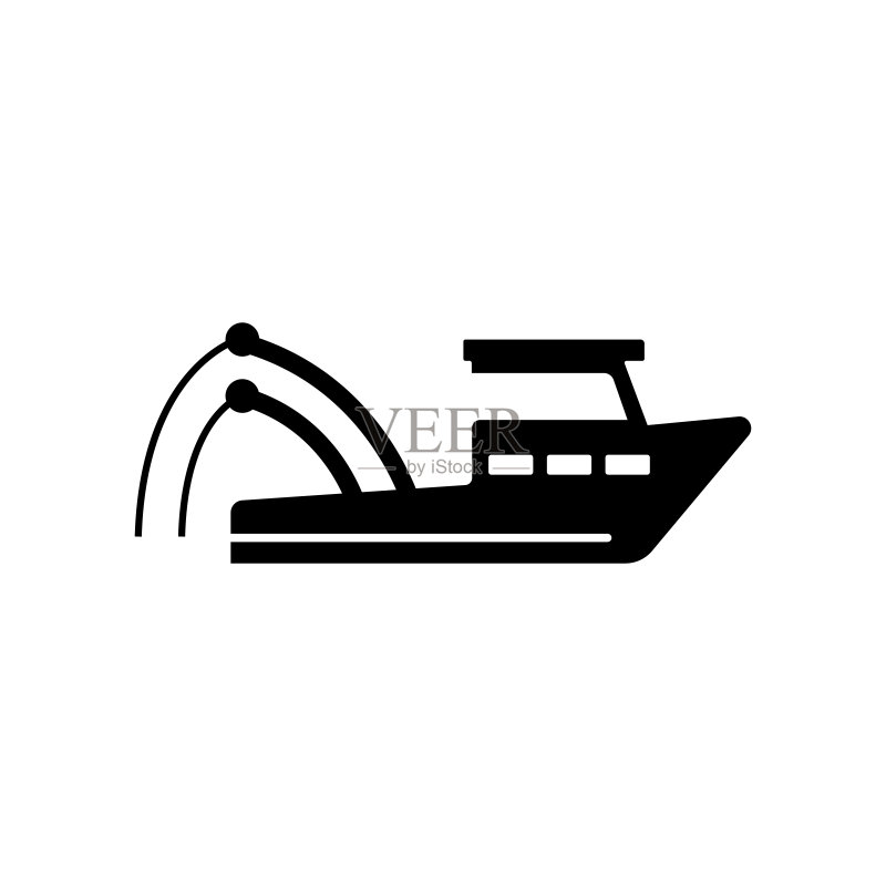 渔船图标矢量标志和符号,渔船logo设计图标素材
